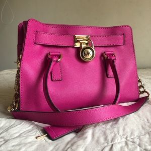 Michael Kors Pink Medium Crossgrain Leather Bag